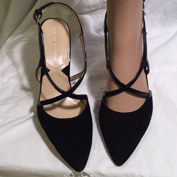 ADRIENNE VITTADINI SOFT LEATHER BLACK BUCKLED STRAP HEELS - Picture 6 of 11